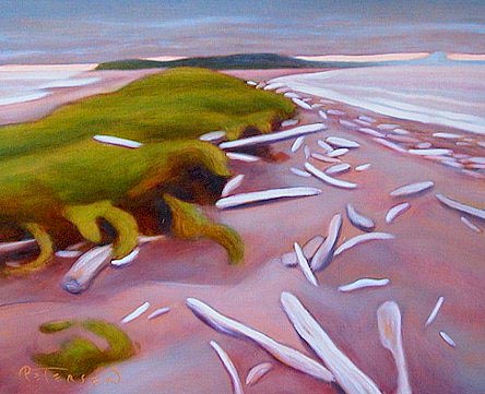 SOLD "Naikoon, Haida Gwaii" (where Raven coaxed the first people from a clamshell, northeast Graham Island) 8 x 10 - oil $475 Framed
