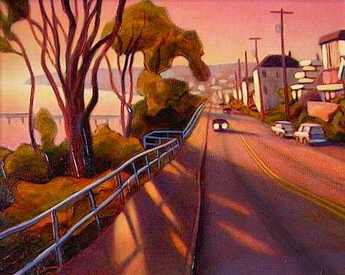 SOLD "On the Hump, Marine Drive, White Rock" by Niels Petersen 8 x 10 - oil $425 Framed