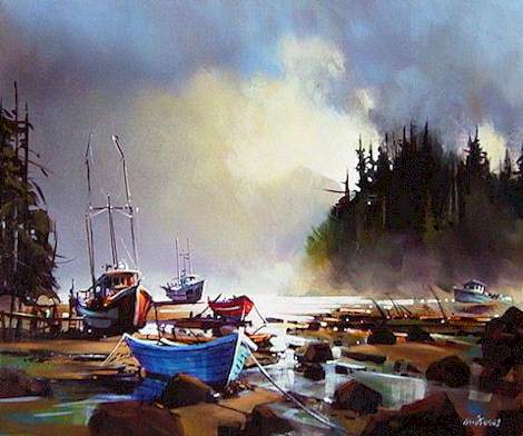 SOLD "Boats on a Still Shore" by Michael O'Toole 20 x 24 - acrylic $1180 Framed