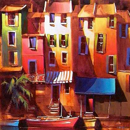 SOLD "Shadows of Porto Venere" by Michael O'Toole 30 x 30 - acrylic $2080 Framed