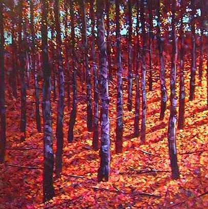 SOLD "Twilight Birches (the Klimt Influence)" by Michael O'Toole 30 x 30 - acrylic $2080 Framed
