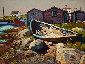 SOLD "Abandoned Boat, Nova Scotia," by Min Ma 9 x 12 - acrylic $980 Unframed $1240 in show frame