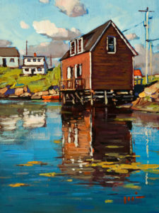 SOLD "Around the Cove, Nova Scotia," by Min Ma 6 x 8 - acrylic $590 Unframed $785 in show frame