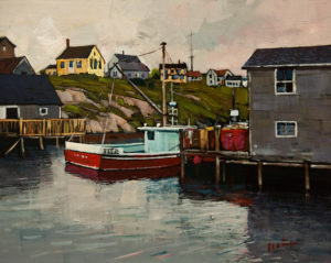 SOLD "The Fish Wharf, Nova Scotia," by Min Ma 8 x 10 - acrylic $770 Unframed $1030 in show frame
