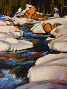 SOLD "Kicking Horse River," by Mike Svob 9 x 12 - acrylic $795 Unframed $1020 in show frame