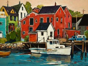 SOLD "Lunenberg Waterfront, Nova Scotia," by Min Ma 9 x 12 - acrylic $980 Unframed $1240 in show frame
