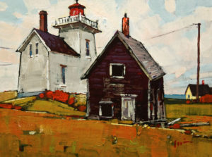 SOLD "Old Lighthouse, P.E.I.," by Min Ma 6 x 8 - acrylic $590 Unframed $785 in show frame