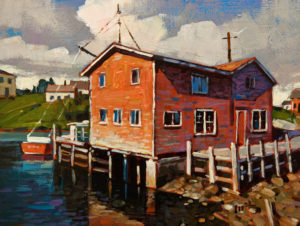 SOLD "On the Water, Nova Scotia," by Min Ma 6 x 8 - acrylic $590 Unframed $785 in show frame