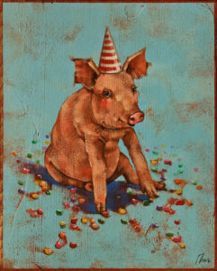 SOLD "Pork and Jelly Beans," by Angie Rees 8 x 10 - acrylic $575 (panel with 1 1/2" edging)