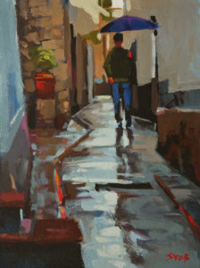 SOLD "A Rainy Day in Capri," by Mike Svob 9 x 12 - acrylic $795 Unframed $1020 in show frame