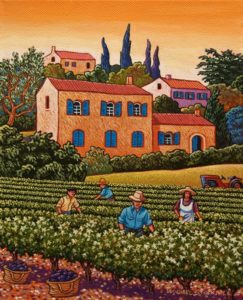 SOLD "A Vineyard in Provence," by Michael Stockdale 8 x 10 - acrylic $400 Unframed $500 in show frame