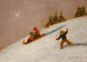 SOLD "Winter Surprise," by Paul Healey 5 x 7 - oil $275 Unframed $450 in show frame