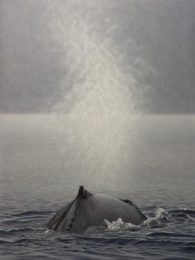 SOLD "Above and Beyond - Humpback Whale" by W. Allan Hancock 36 x 48 - acrylic $6950 in show frame $6000 Unframed