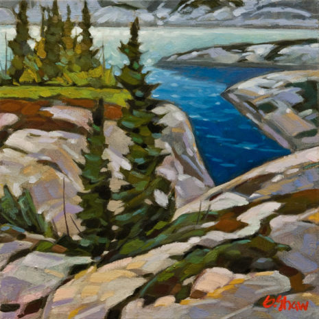 SOLD "Back Bay - Great Slave Lake," by Graeme Shaw 12 x 12 - oil $900 in show frame $650 Unframed
