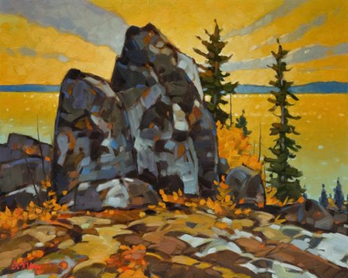 SOLD "McKay Lake Sundown, N.W.T.," by Graeme Shaw 16 x 20 - oil $1540 in show frame $1215 Unframed
