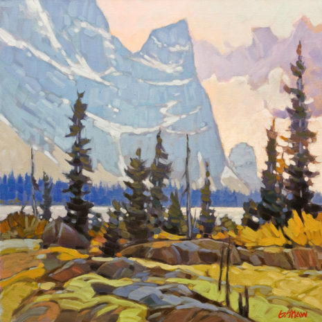 SOLD "Smokey Shores - Kananaskis Country," by Graeme Shaw 20 x 20 - oil $1730 in show frame $1350 Unframed