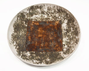 SOLD Circle Square Bowl (LR-245) by Laurie Rolland hand-built ceramic - 12" diameter x 2" (H) $160