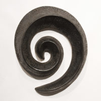 SOLD Black Spiral (LR-247) by Laurie Rolland hand-built ceramic - 9" (L) x 8" (W) x 2" (H) $200