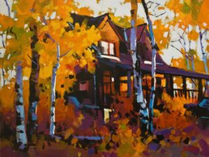 SOLD "Aspen Ranch House, Green Lake, B.C." 12 x 16 - acrylic $1345 Unframed $1615 in show frame