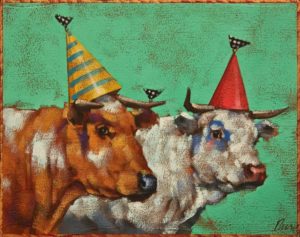 SOLD "A Celebratory Moood" by Angie Rees 8 x 10 - acrylic $575 (unframed panel with 1 1/2" edges)