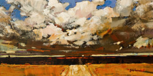 SOLD "Clouds Overhead" by Min Ma 4 x 8 - acrylic $550 Unframed