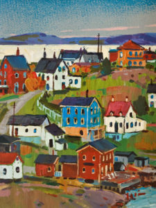 SOLD "Colours of the Village, Nova Scotia" by Min Ma 6 x 8 - acrylic $650 Unframed $840 in show frame