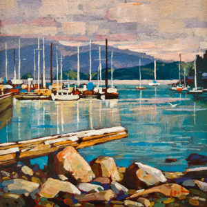 SOLD "Deep Cove, North Vancouver" by Min Ma 6 x 6 - acrylic $600 Unframed $785 in show frame
