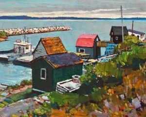 SOLD "Fishing Village, Nova Scotia" by Min Ma 8 x 10 - acrylic $845 Unframed