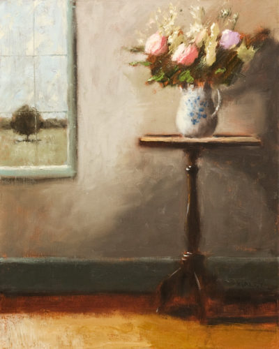 SOLD "Flowers by the Window," by Paul Healey 16 x 20 - oil $1250 Unframed