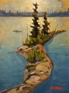 SOLD "Great Slave Lake Eve" by Graeme Shaw 6 x 8 - oil $435 Unframed