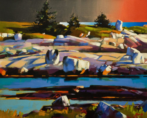 SOLD "Late Light Near Peggy's Cove," by Mike Svob 16 x 20 - acrylic $2100 Unframed