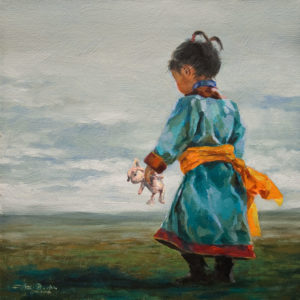 SOLD "Mongolian Morning" by Donna Zhang 12 x 12 - oil $1220 Unframed $1600 in show frame