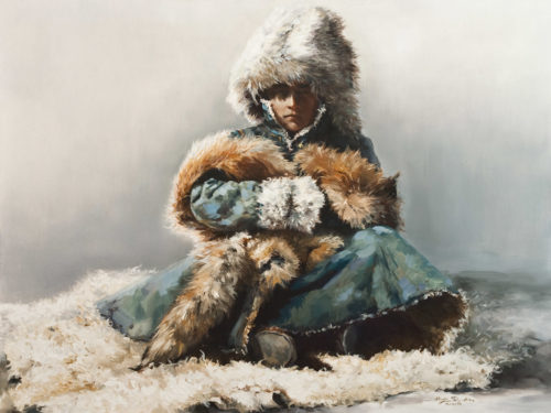 SOLD "The Mongolian Prince," by Donna Zhang 30 x 40 - oil $6700 Unframed