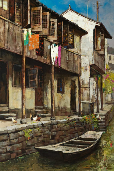 SOLD "The Old Residence," by Min Ma 24 x 36 - acrylic $4630 Unframed