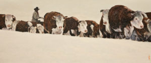 SOLD "Over the Ridge," by Alan Wylie 10 x 24 - oil $2800 Unframed