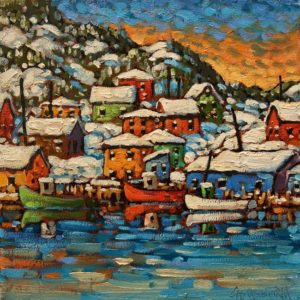SOLD "Petty Harbour Patterns" by Rod Charlesworth 10 x 10 - oil $830 Unframed $1075 in show frame