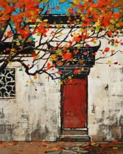 SOLD "Red Door" by Min Ma 8 x 10 - acrylic $845 Unframed $1100 in show frame