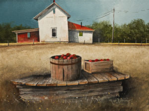 SOLD "Roadside Apples" by Mark Fletcher 9 x 12 - acrylic $740 Unframed
