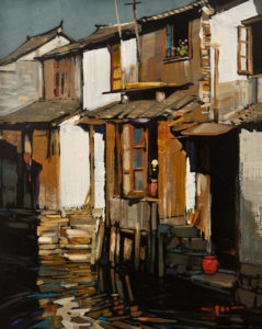 SOLD "Row House" by Min Ma 8 x 10 - acrylic $845 Unframed