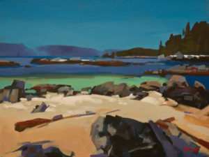 SOLD "Shell Beach, West Coast, B.C." by Mike Svob 12 x 16 - acrylic $1345 Unframed $1615 in show frame