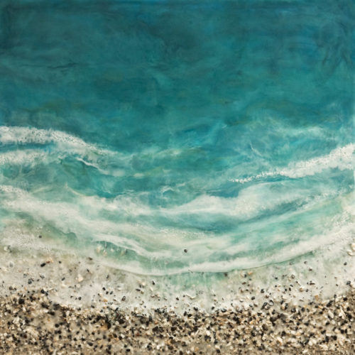 SOLD "West Coast No. 209," by Brenda Walker 24 x 24 - encaustic and mixed media $1400 (panel with 1 1/2" edges)