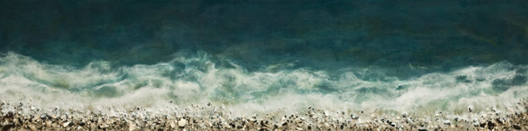 SOLD "West Coast No. 211," by Brenda Walker 12 x 48 - encaustic and mixed media $1550 (panel with 1 1/2" edges)