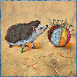 SOLD "Love at First Sight: Prickles," by Angie Rees 8 x 8 - acrylic $425 (unframed panel with 1 1/2" edges)