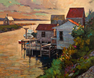 SOLD "Sunset at East Coast," by Min Ma 30 x 36 - acrylic $5100 Unframed