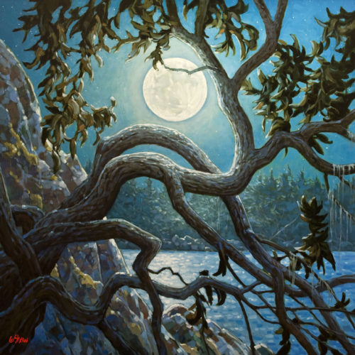 SOLD “Moondance” by Graeme Shaw 48 x 48 – oil $6600 Unframed $7550 in show frame