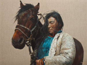 SOLD “My Trusted Companion” by Donna Zhang 36 x 48 – oil $9750 (thick linen wrap)