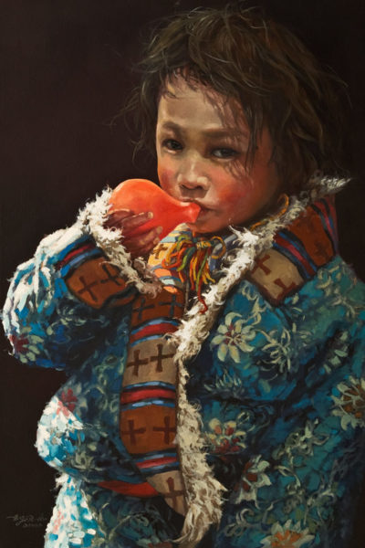 SOLD "Balloon Girl" by Donna Zhang 20 x 30 - oil $4600 Unframed $4900 in show frame