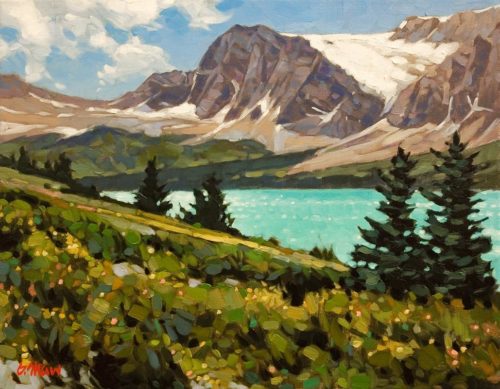 SOLD "Bow Lake View" by Graeme Shaw 14 x 18 - oil $890 Unframed $1200 in show frame