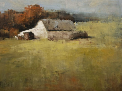 SOLD “Grange Près de Hudson” (Barn Near Hudson) by Robert P. Roy 30 x 40 – oil $2450 Unframed