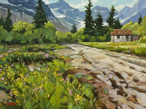 SOLD "In the Shadows of the Rockies" by Graeme Shaw 18 x 24 - oil $1450 Unframed $1800 in show frame